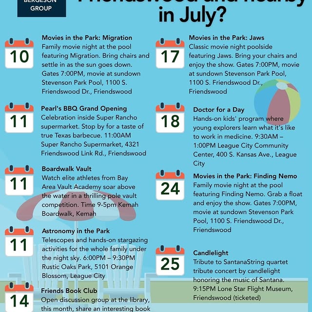 July events happening around Friendswood and nearby communities